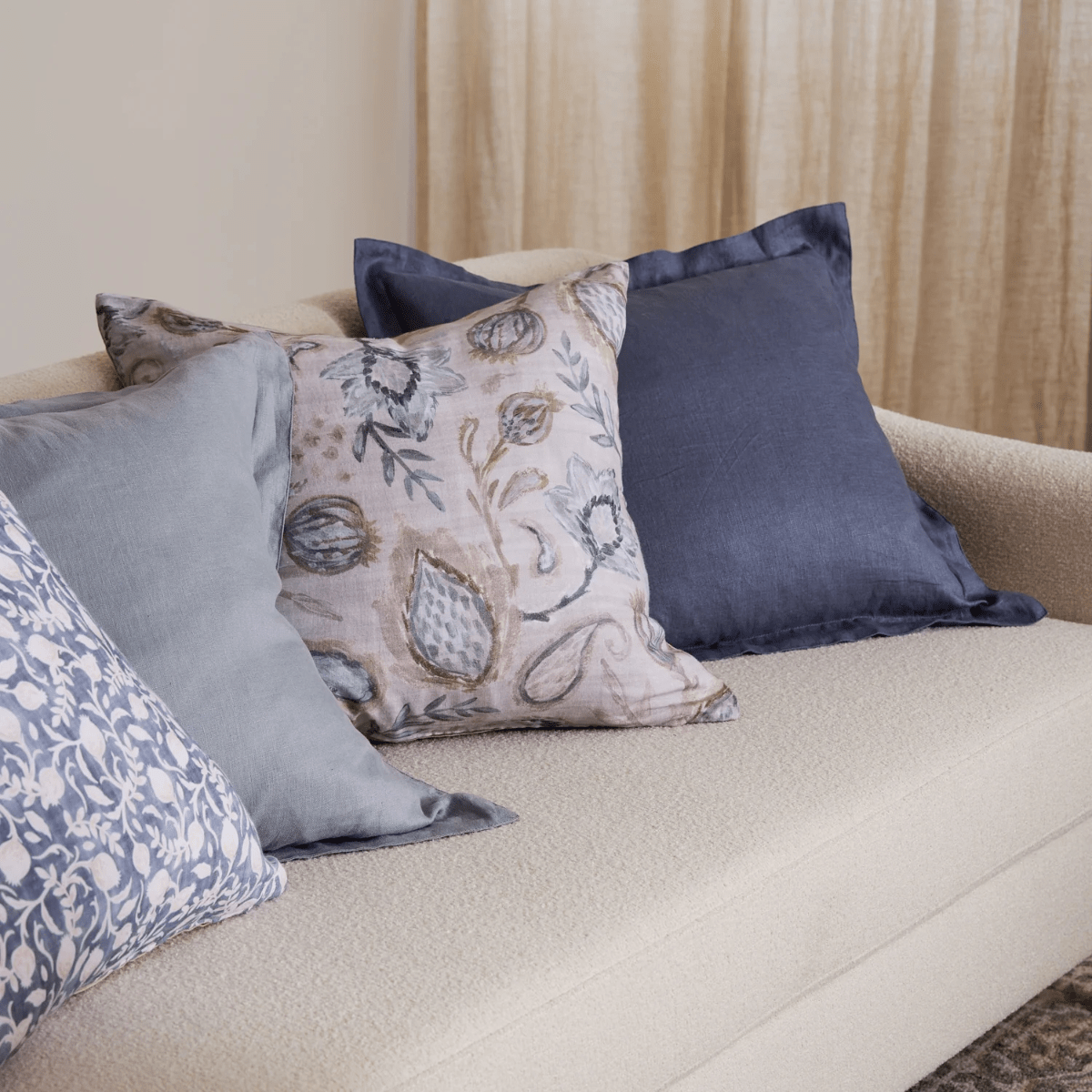 Madras LinkRiley Denim Blue Linen Cushion