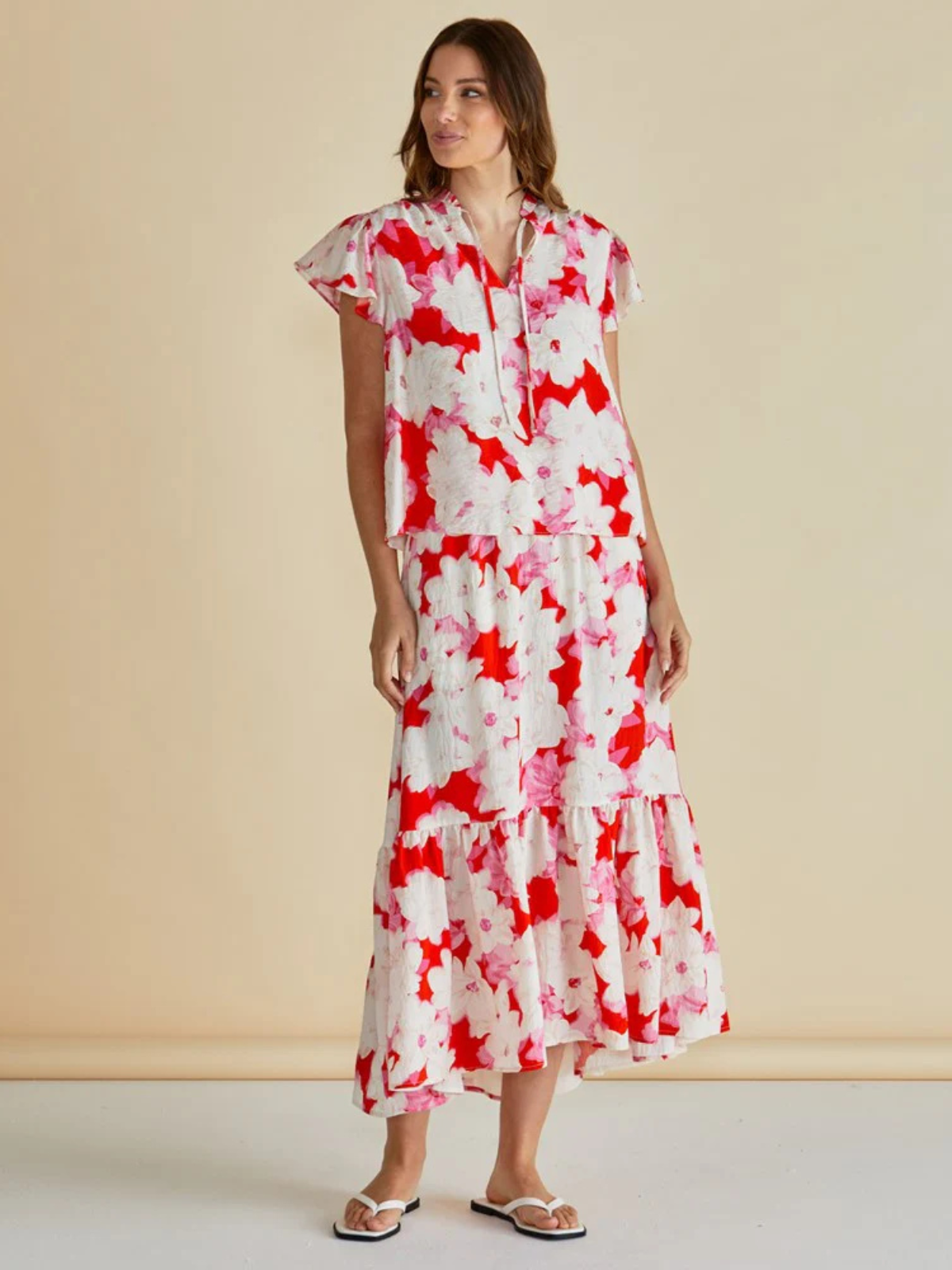 Maggie Skirt - Red Floral Print - Betty Basics - Image 2