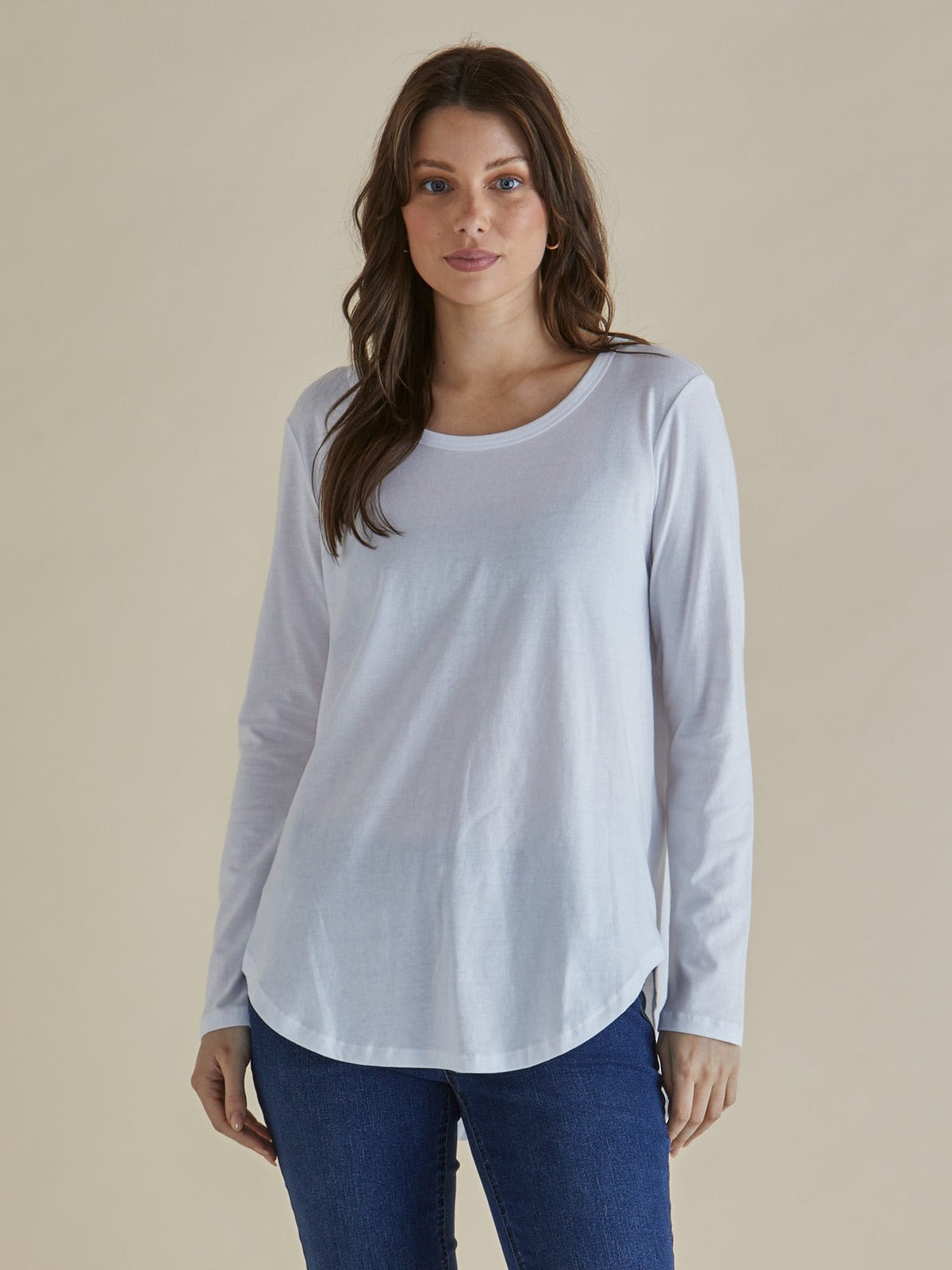 Megan Long Sleeve Top - White