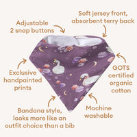 Midnight Swan Organic Dribble Bib