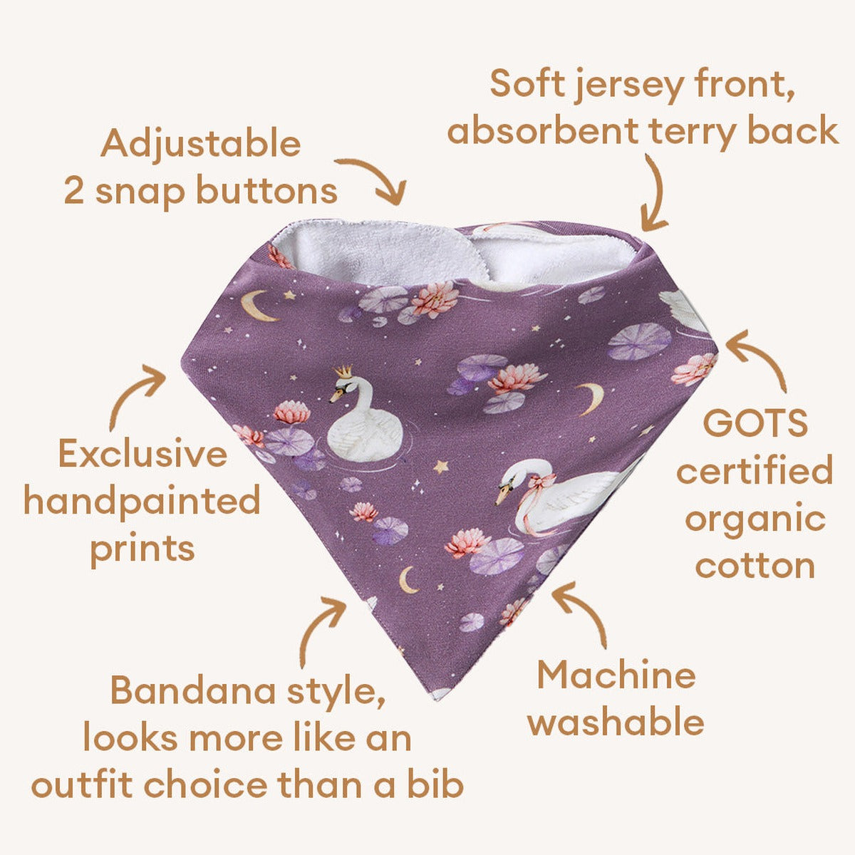 Midnight Swan Organic Dribble Bib