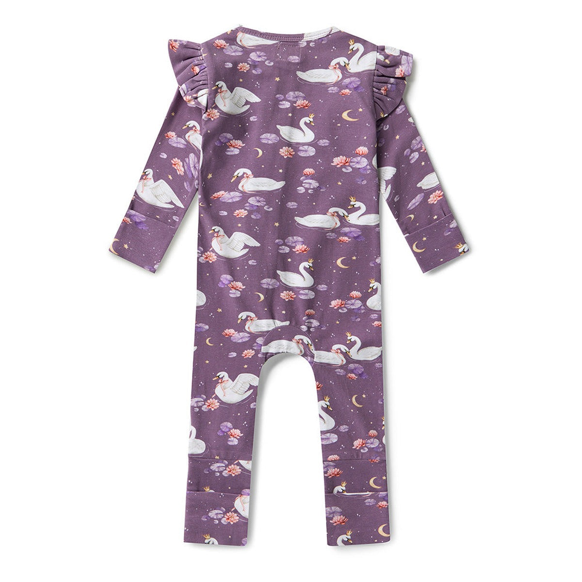 Midnight Swan Organic Snugglesuit Convertible Romper with Frill