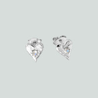 Midsummer StarRainbow Moonstone Heart Studs