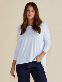 Milan 3/4 Sleeve Top - White