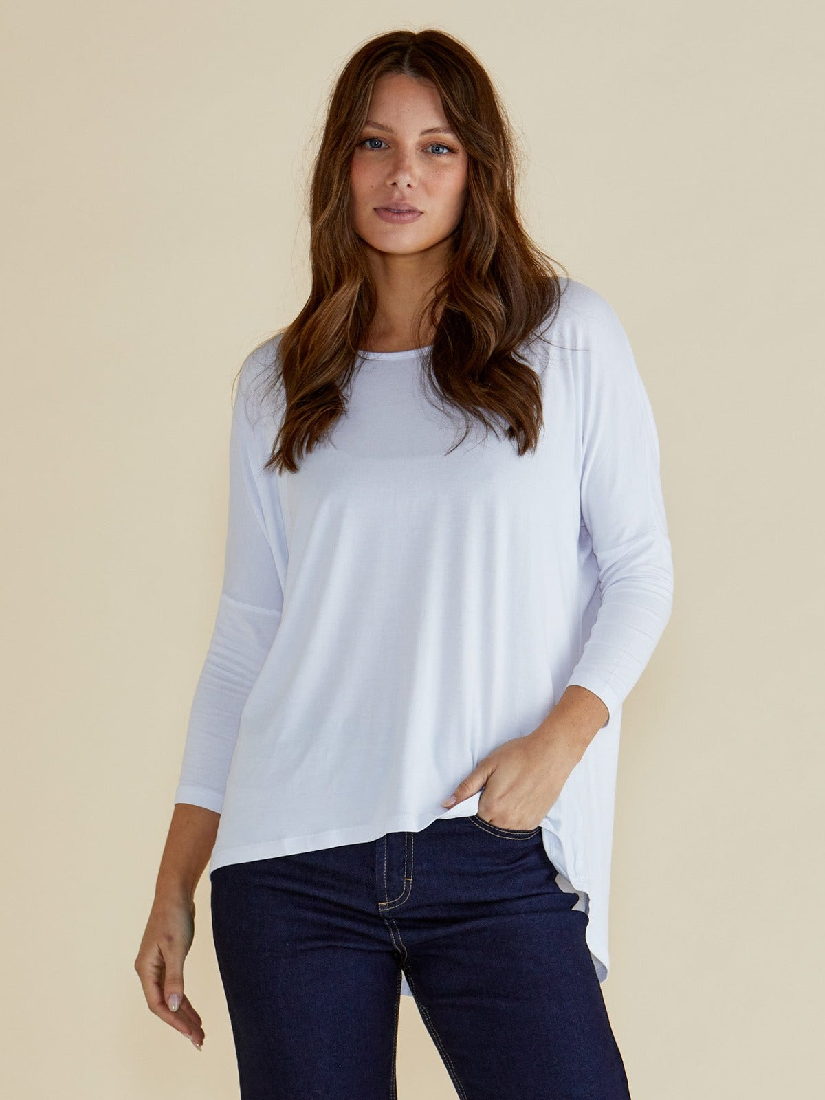 Milan 3/4 Sleeve Top - White