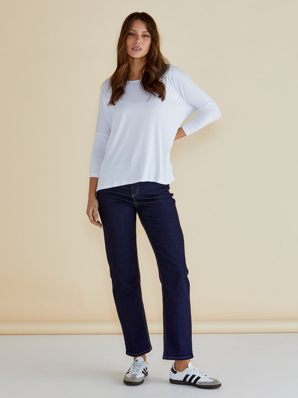 Milan 3/4 Sleeve Top - White