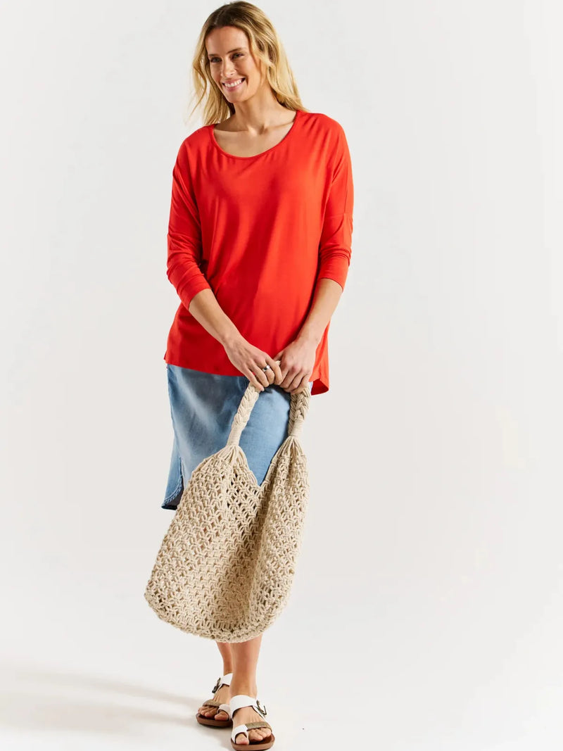 Milan 3/4 Sleeve Top - Flame Red - Betty Basics - Image 1