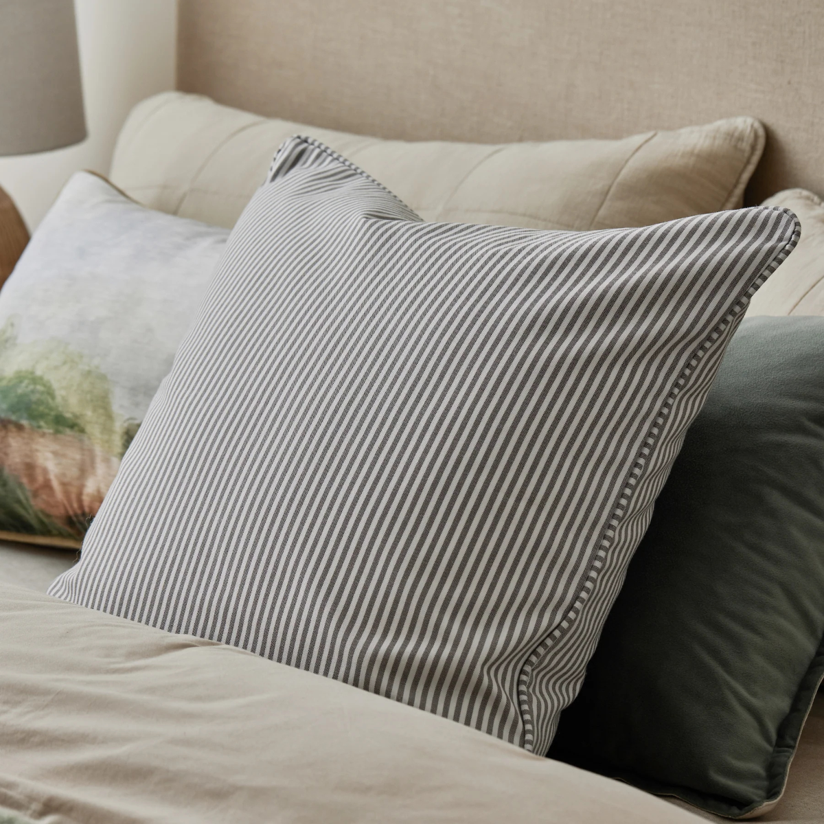 Morris Grey Stripe Cushion - Madras Link - Image 2