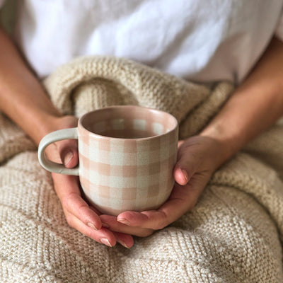 Soft Terracotta Check Mug / Cat's Pyjamas