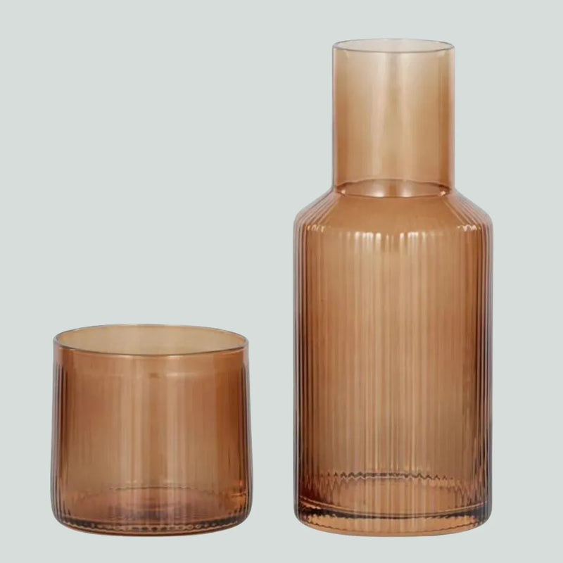 Mya Rib Carafe/Glass Set | Amber - Coast To Coast - Image 1
