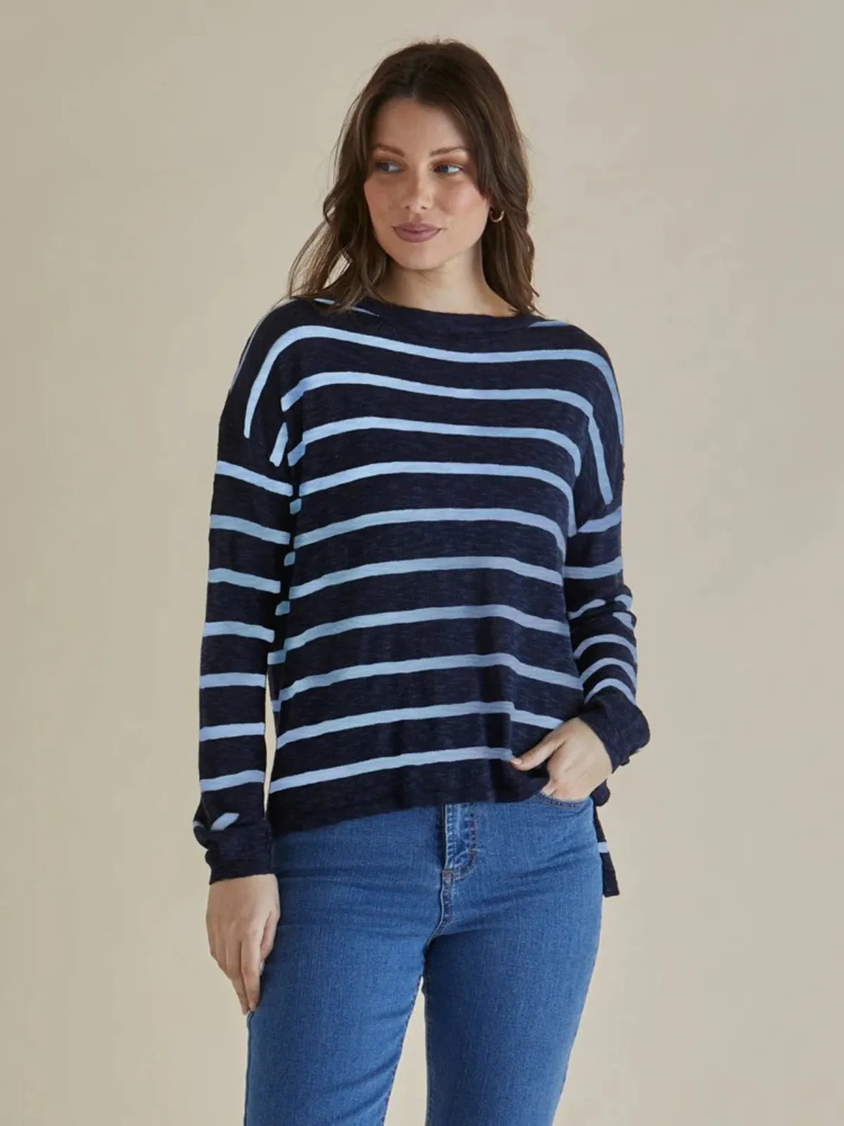 Natasha Knit Top - Blue Stripe - Betty Basics - Image 1