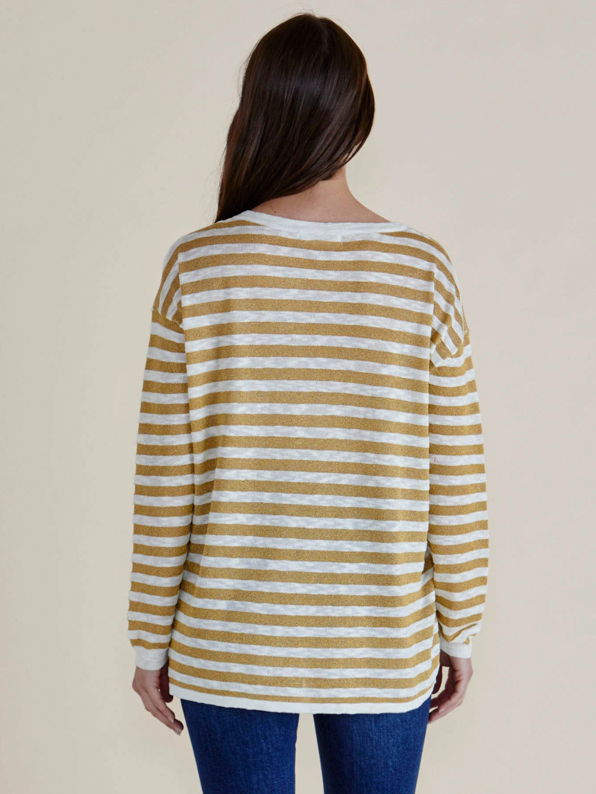 Natasha Knit Top - Gold Lurex Stripe - Betty Basics - Image 3