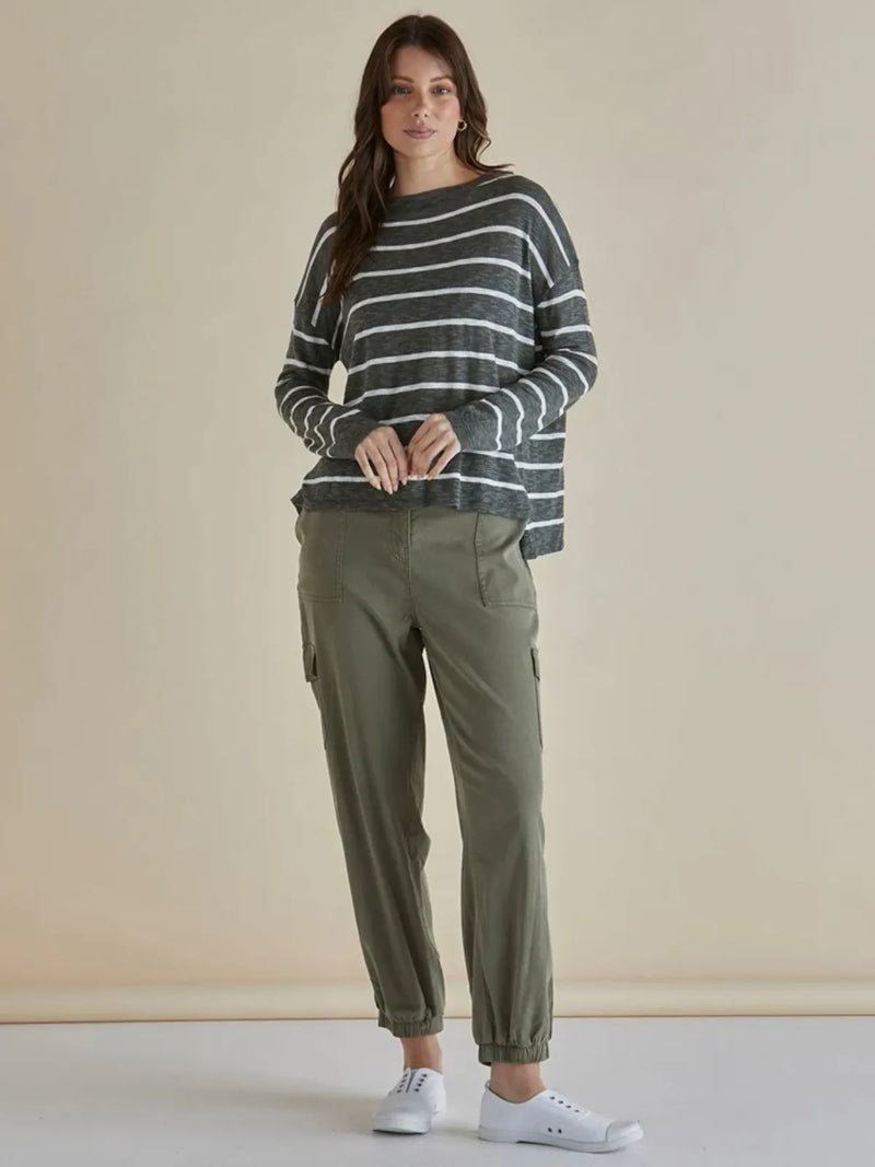 Natasha Knit Top - Green Stripe - Betty Basics - Image 1