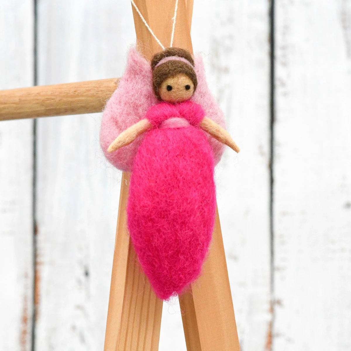Needle Felted Fairy - Bright Pink Dress - Tara Treasures - Image 1