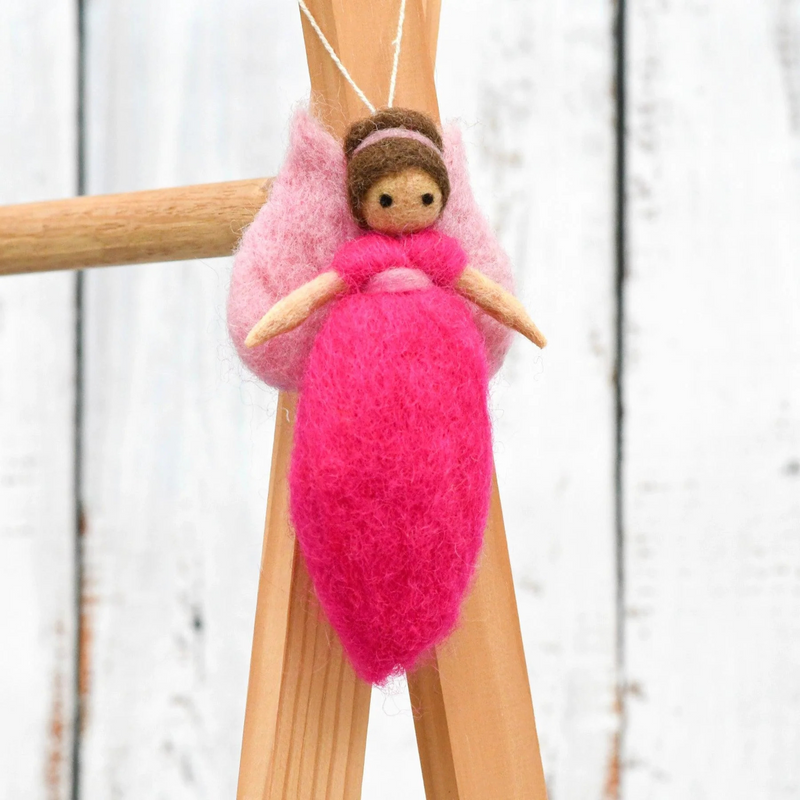 Needle Felted Fairy - Bright Pink Dress - Tara Treasures - Image 1