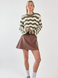 Nikkita Wavy Stripe Knit - Cream/Olive