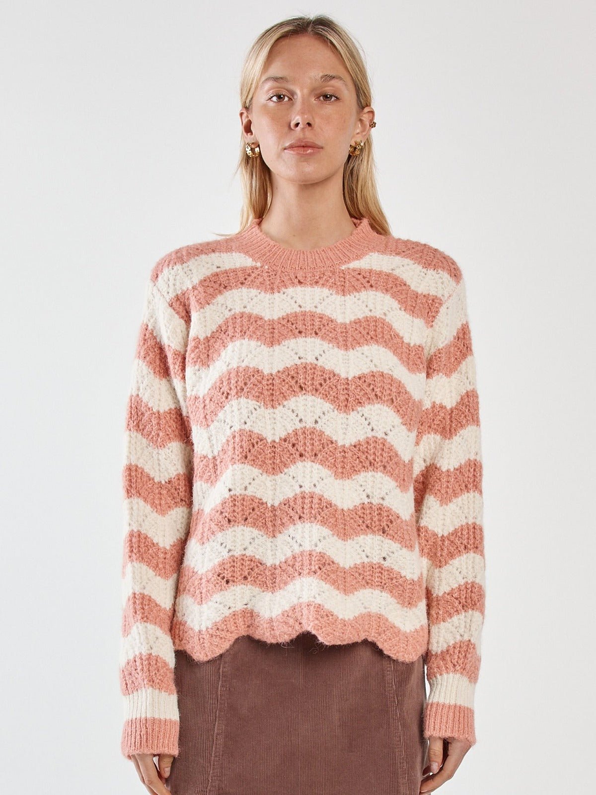 Nikkita Wavy Stripe Knit - Cream/Pink
