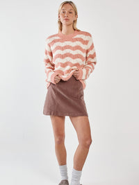 Nikkita Wavy Stripe Knit - Cream/Pink