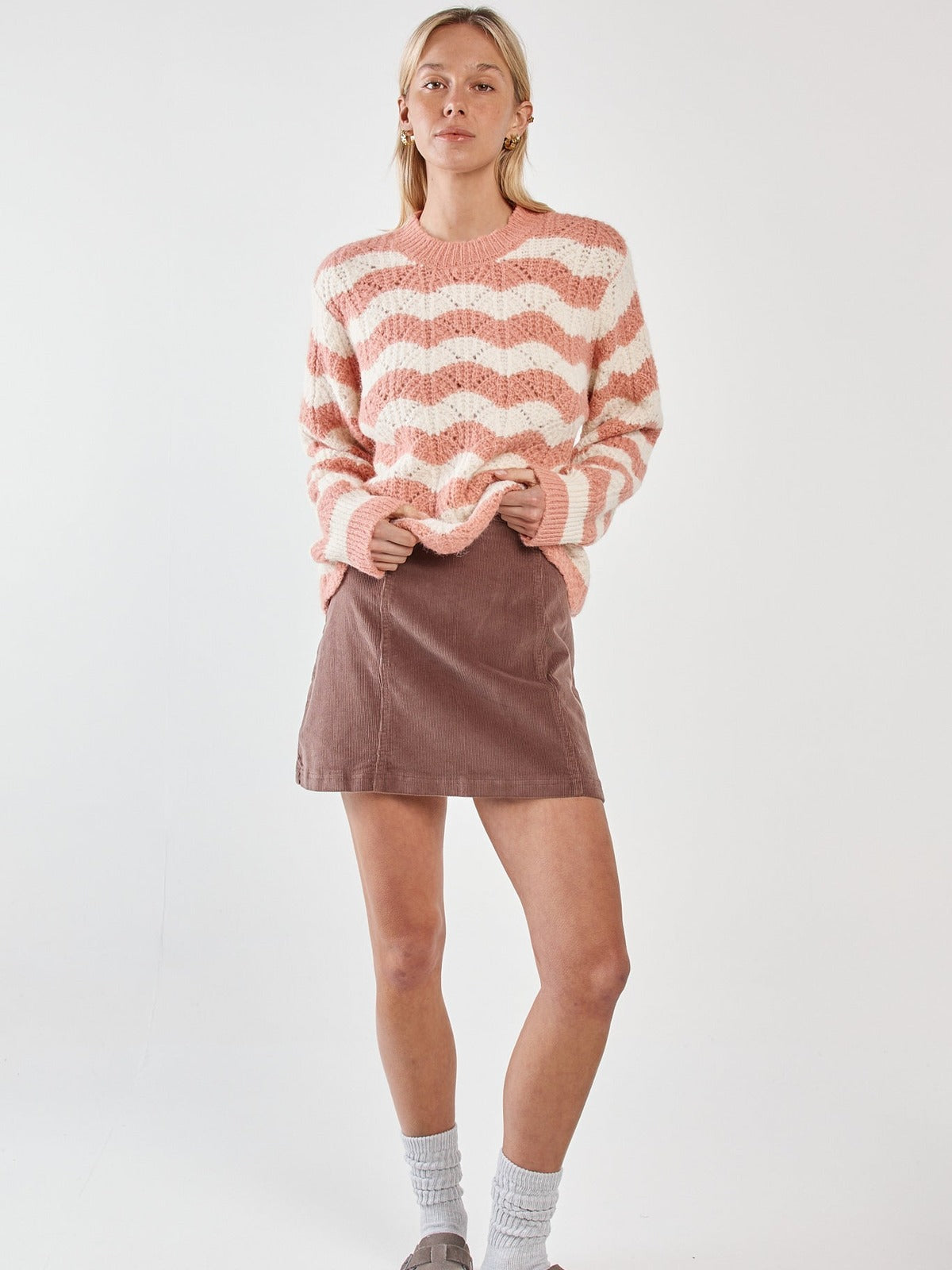 Nikkita Wavy Stripe Knit - Cream/Pink