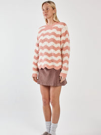 Nikkita Wavy Stripe Knit - Cream/Pink