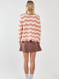 Nikkita Wavy Stripe Knit - Cream/Pink