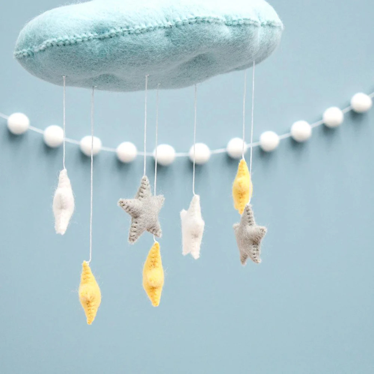 Nursery Mobile - Blue Cloud With Stars - Tara Treasures - Image 2