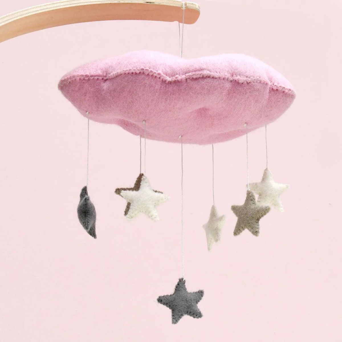 Nursery Mobile - Pink Cloud With Stars - Tara Treasures - Image 3