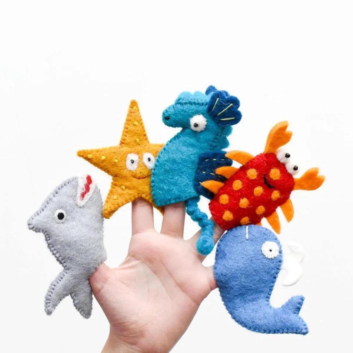Ocean and Sea Creatures A, Finger Puppet Set - Tara Treasures - Image 2