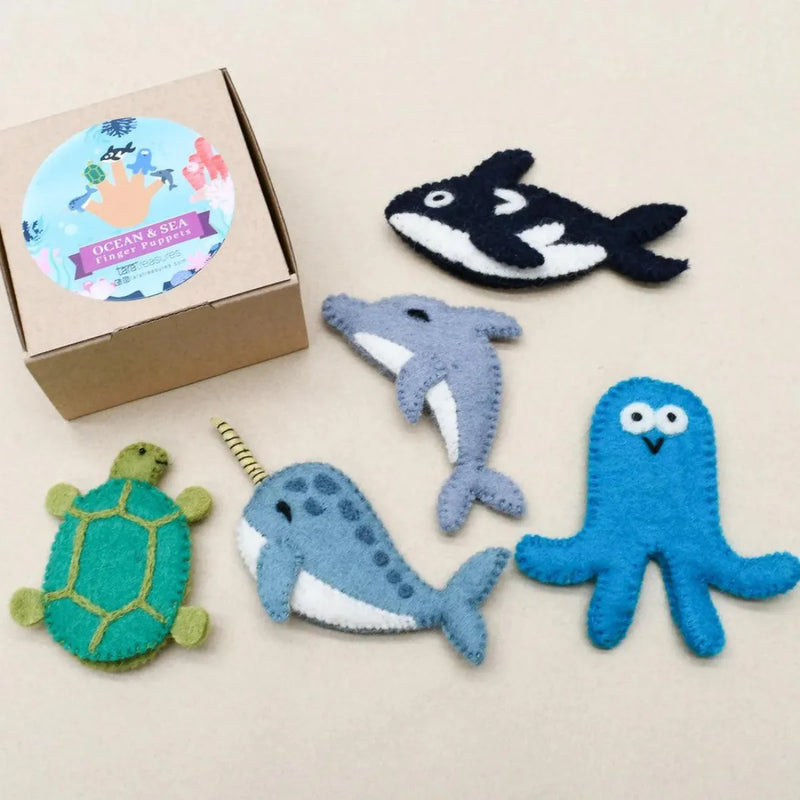 Ocean and Sea Creatures B, Finger Puppet Set - Tara Treasures - Image 1