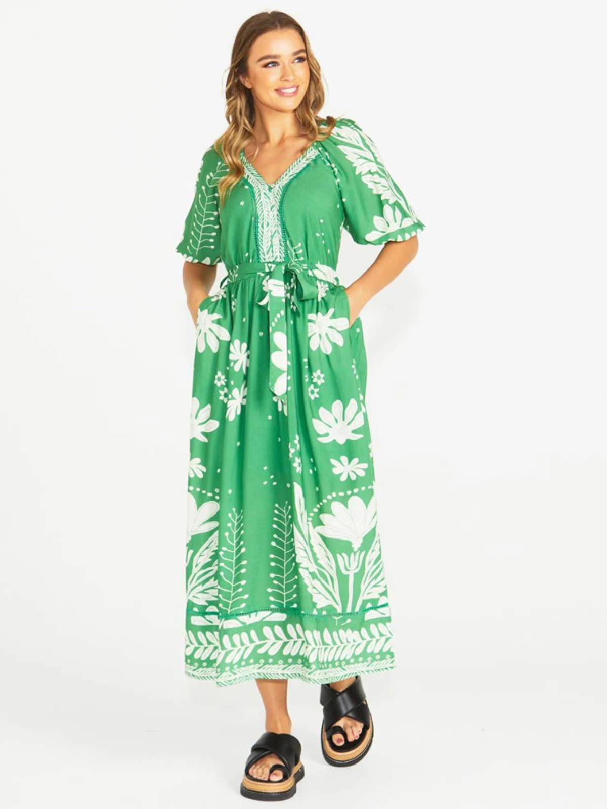 Lyndel Dress - Green Floral