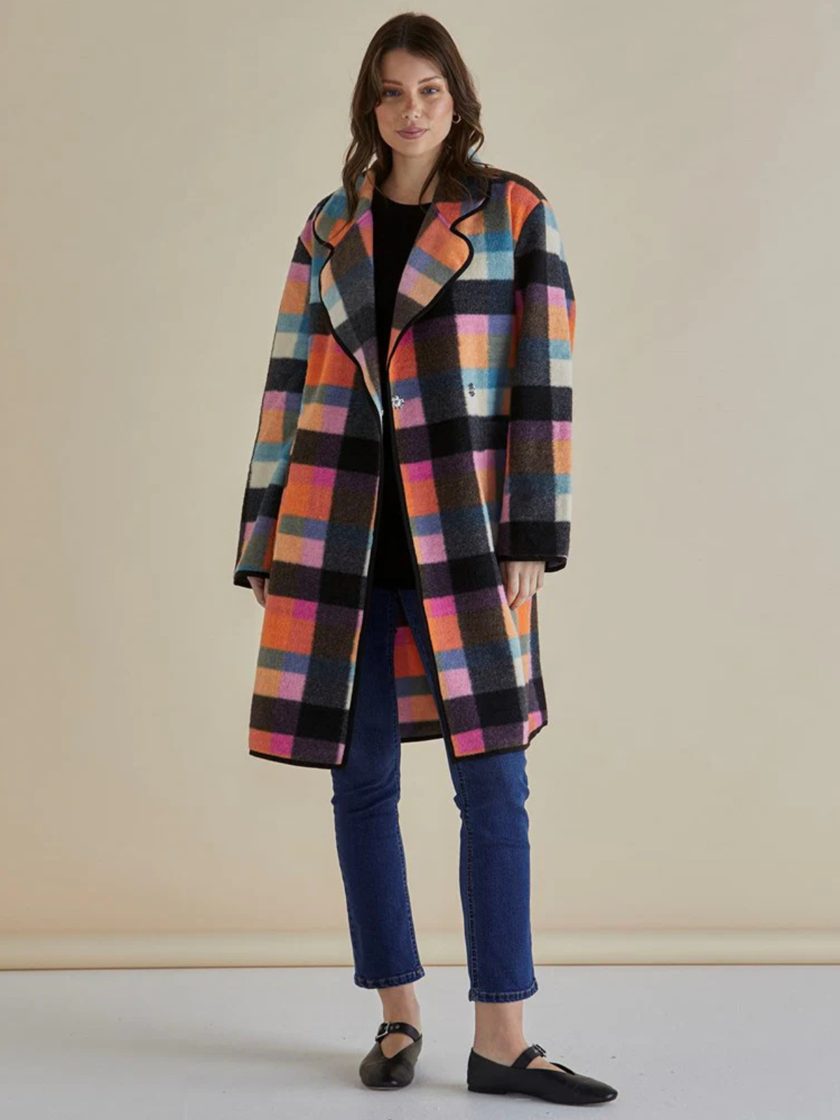 Ellie Coat - Rainbow Check