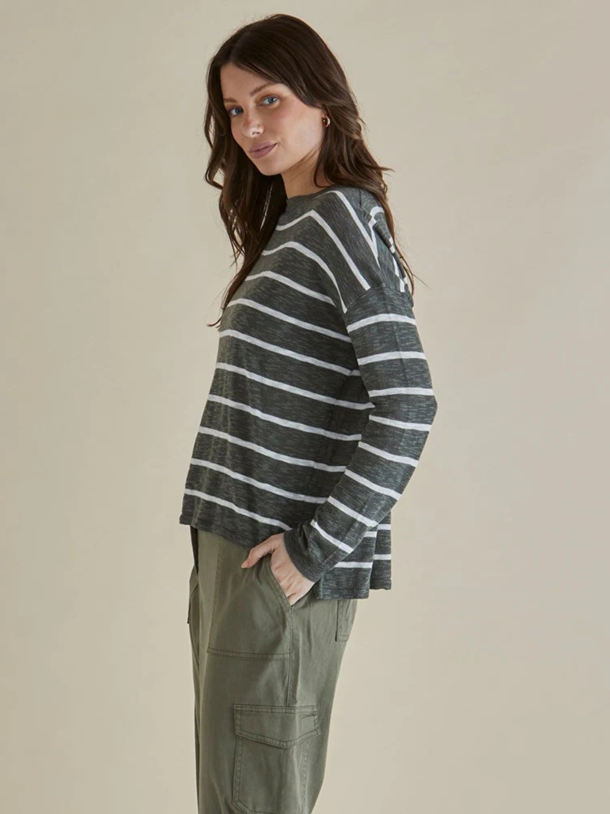 Natasha Knit Top - Green Stripe