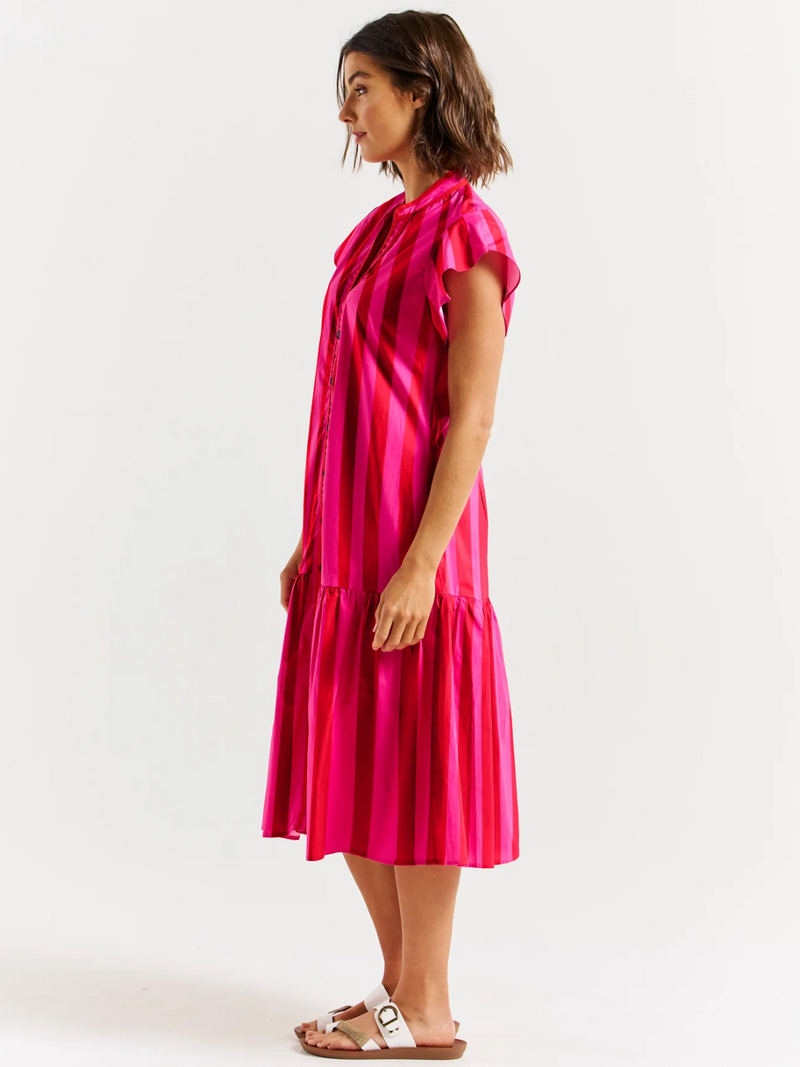 Mari Dress - Red/Pink Stripe