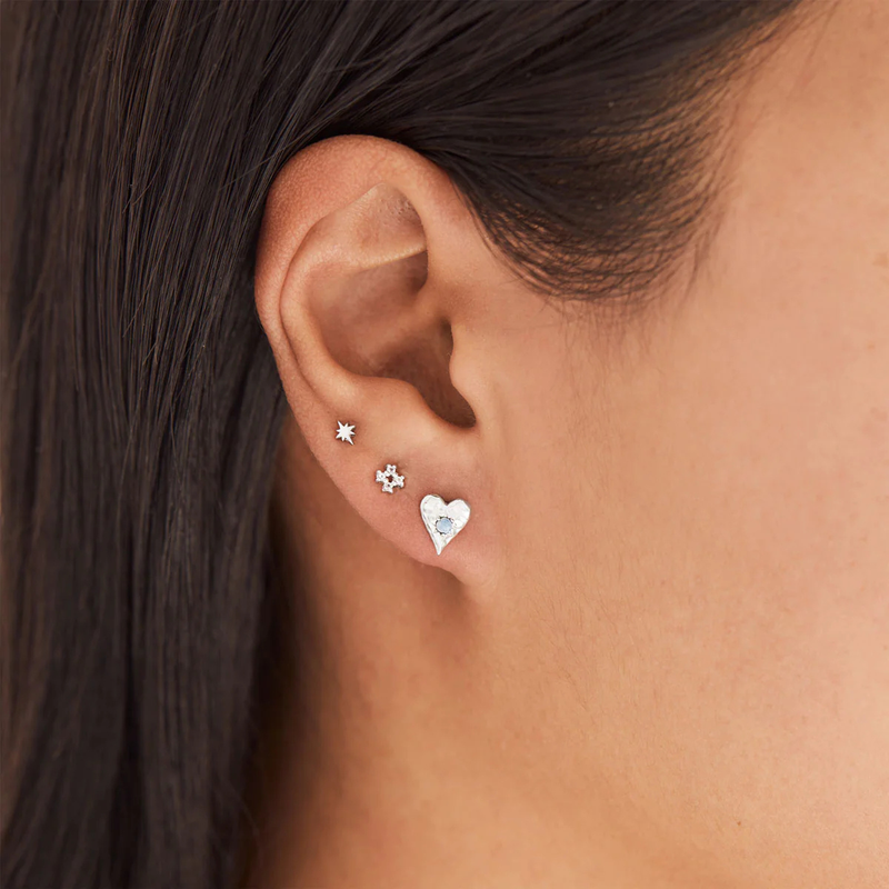 Rainbow Moonstone Heart Studs