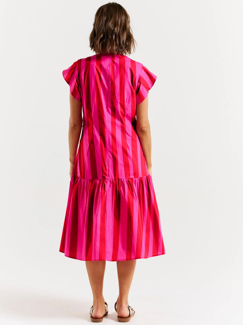 Mari Dress - Red/Pink Stripe