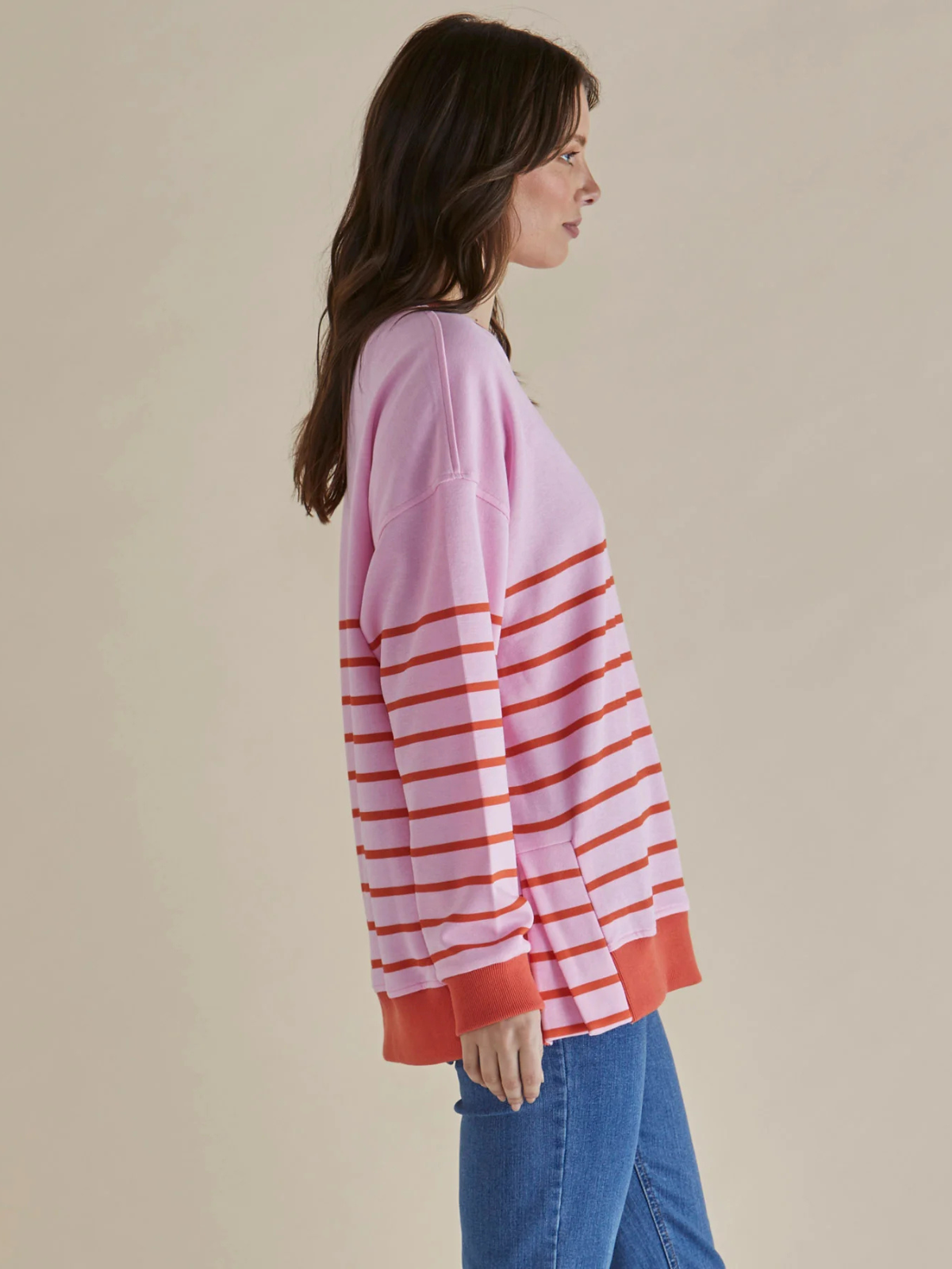 Easy Crew Sweat - Pink/Orange Stripe