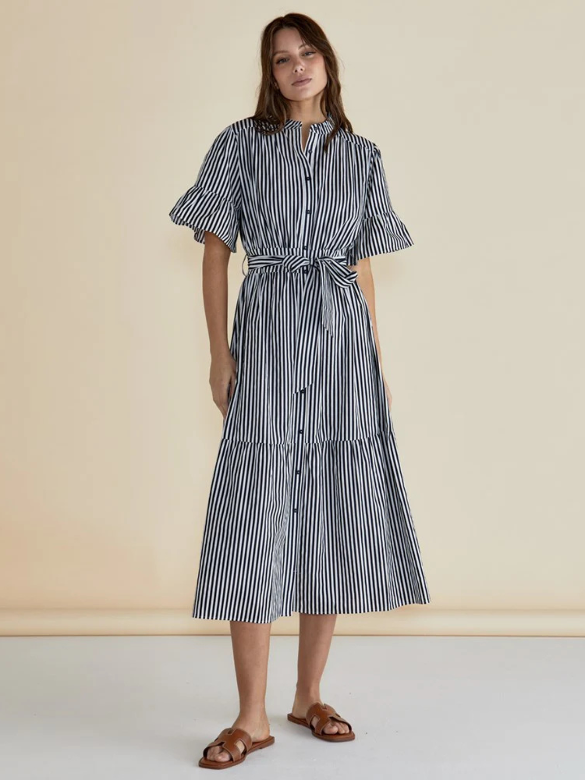 Jamilla Dress - Navy Stripe