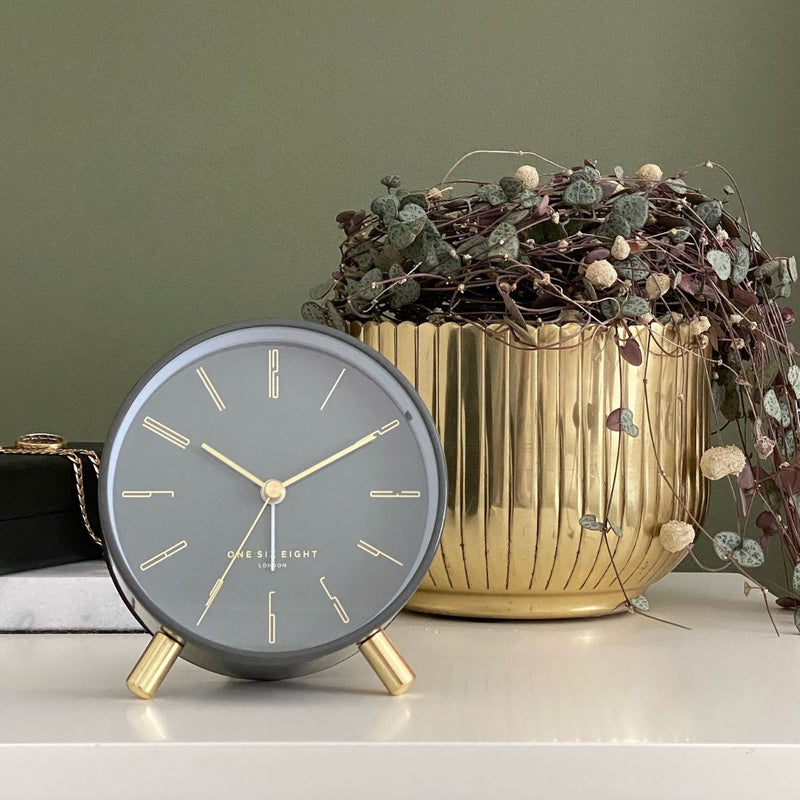 Silent Alarm Clock - Maya Charcoal Grey