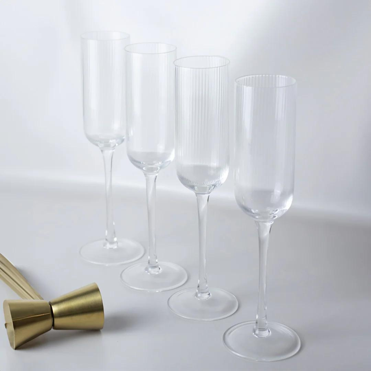 Atticus Ribbed Champagne Glass Set/4