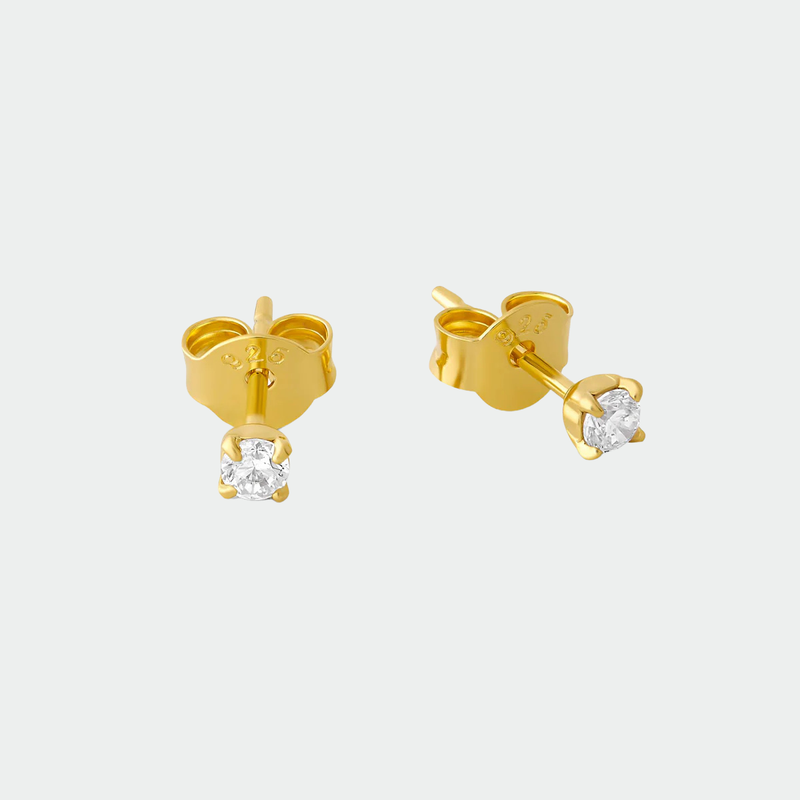 Delicate Crystal Studs Gold