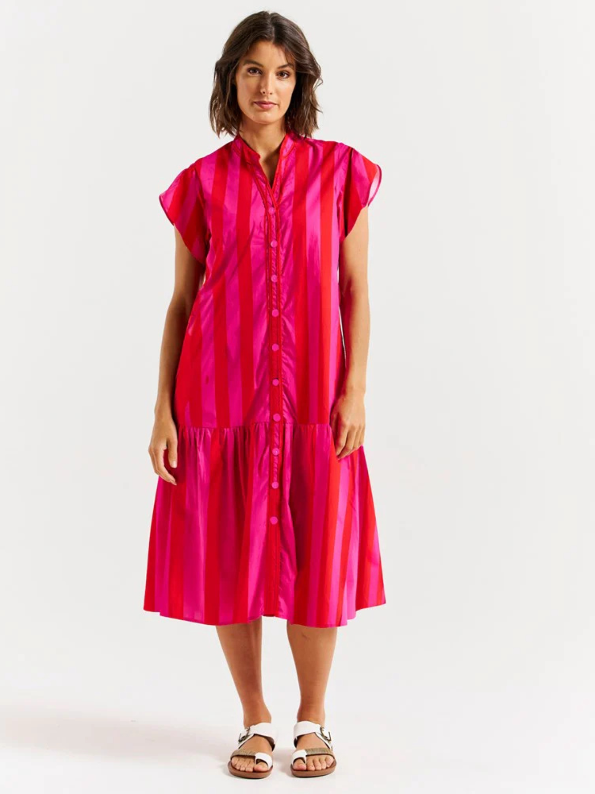 Mari Dress - Red/Pink Stripe