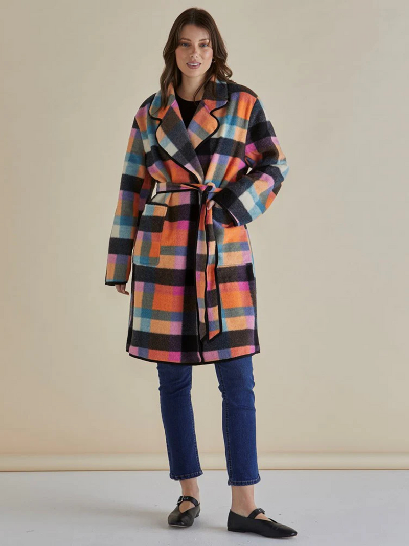 Ellie Coat - Rainbow Check