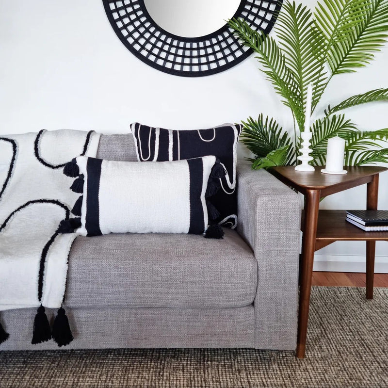 Zemira Cushion - Black & Ivory