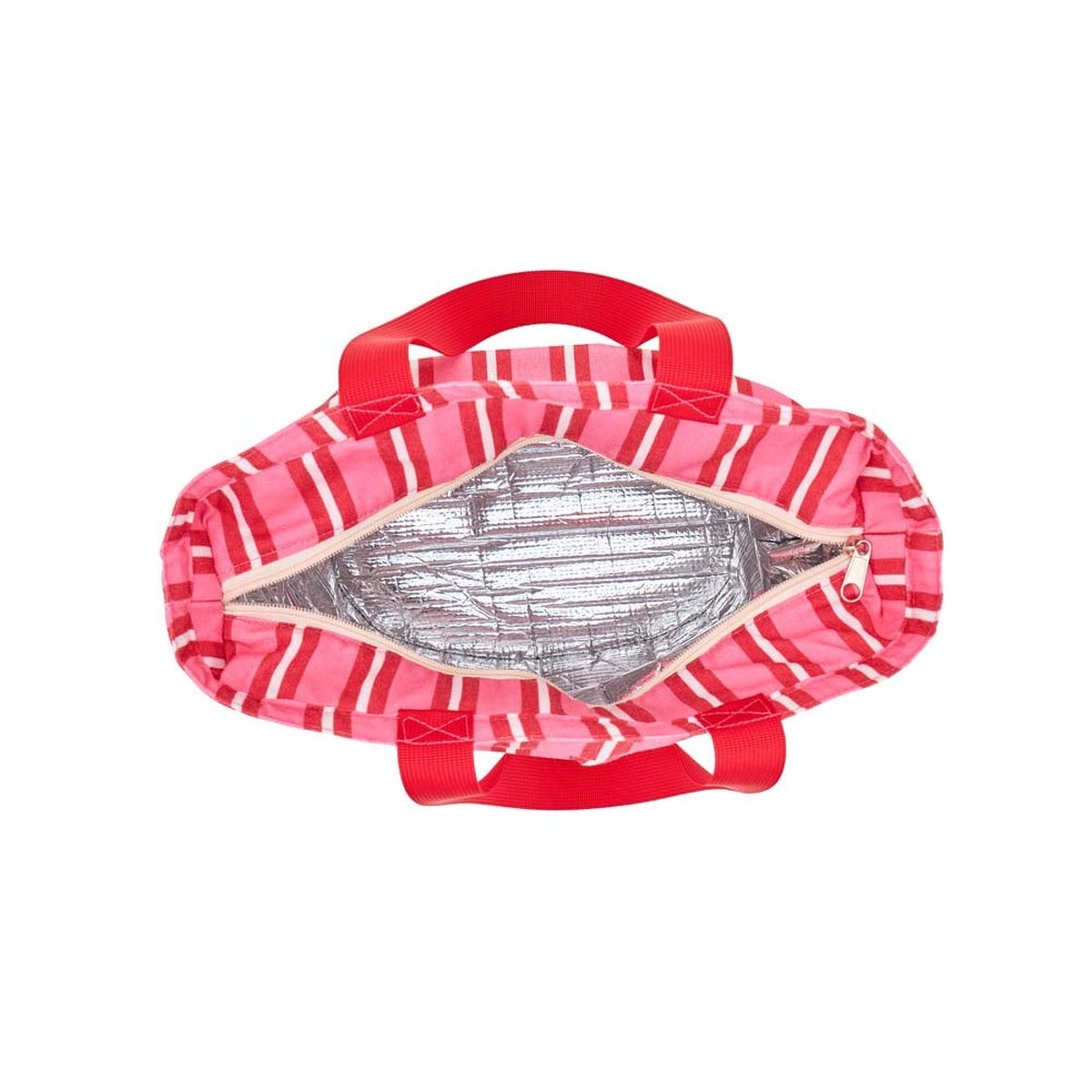 Annabel Trends Picnic Lunch Bag, Wicker, Red & Pink Stripe