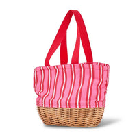 Annabel Trends Picnic Lunch Bag, Wicker, Red & Pink Stripe