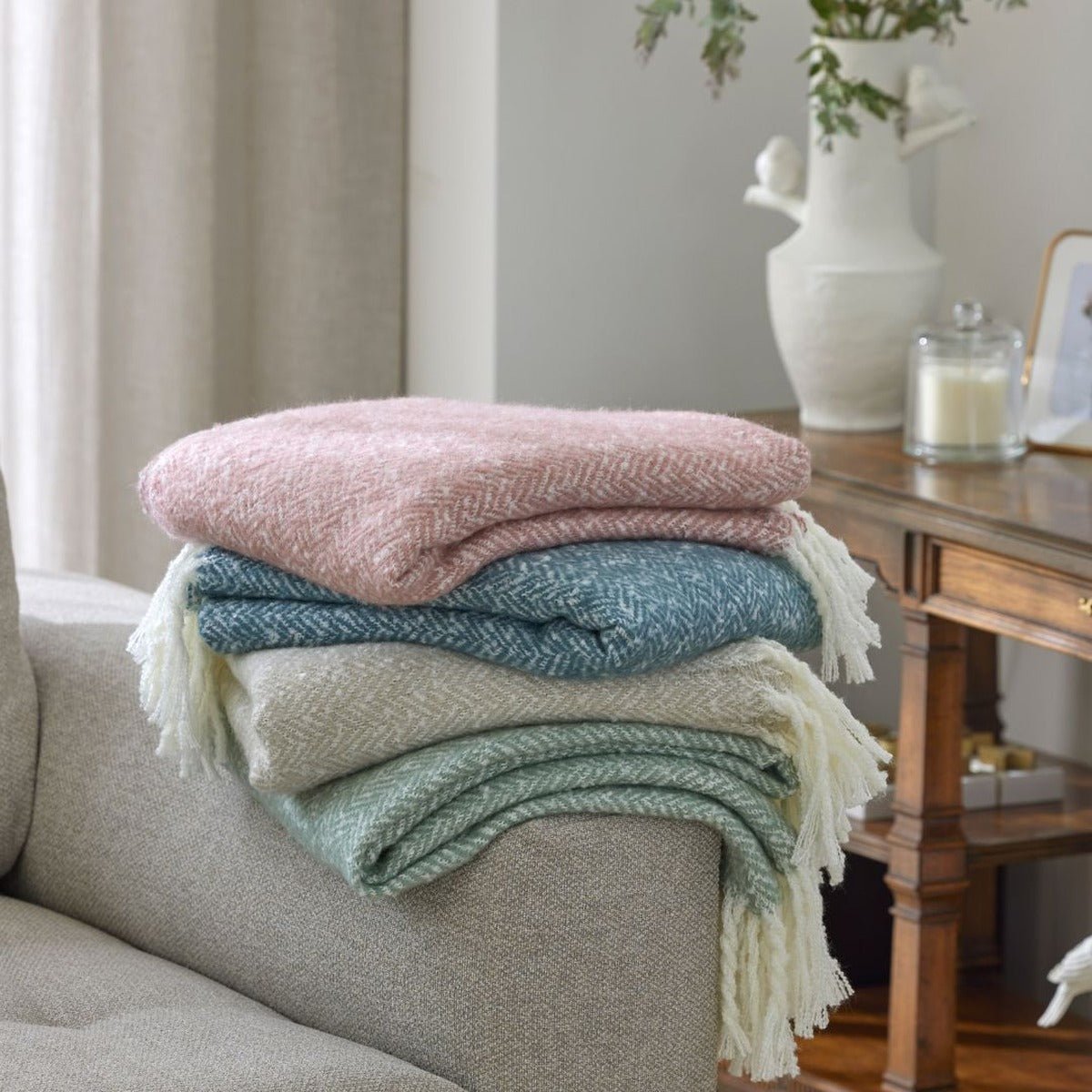 Pilbeam LivingHerringbone Throw - Teal