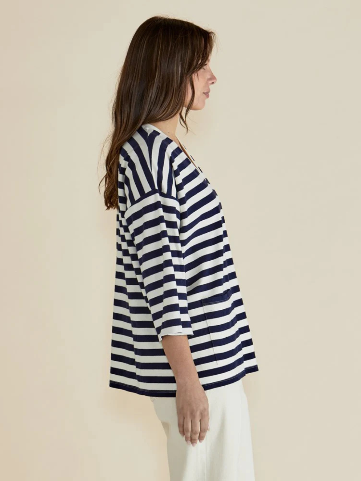 Raven Top - Navy/Cream Stripe - Betty Basics - Image 2