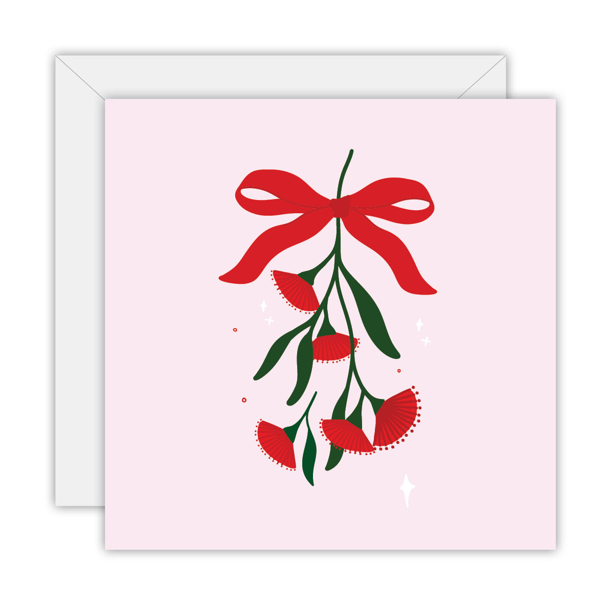 To The Moon & Back Prints Red Flowering Gum with Bow card