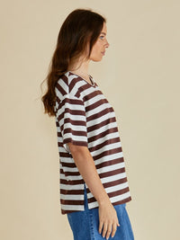 Relax Boxy Tee - Brown Stripe