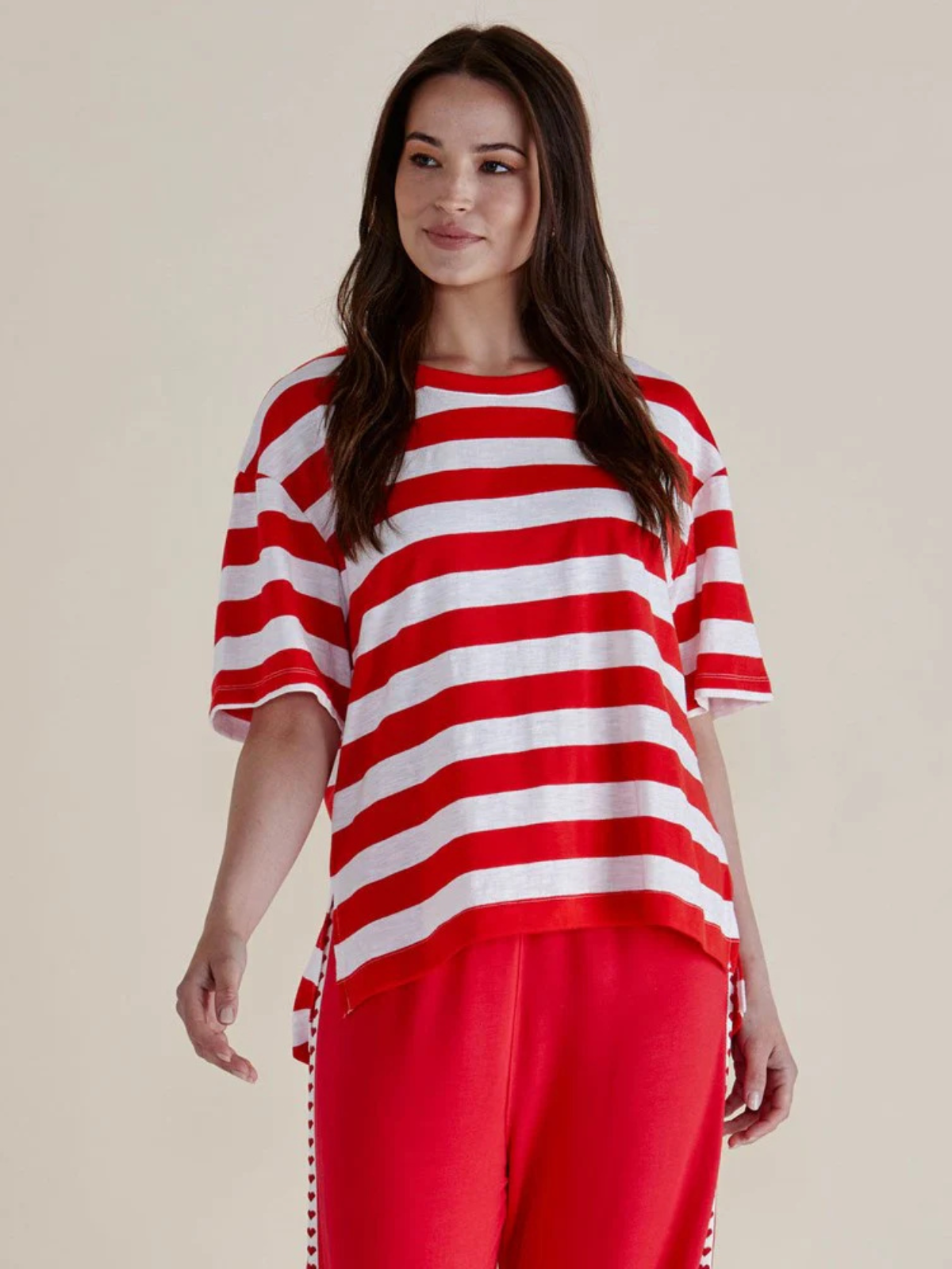 Relax Boxy Tee - Red Stripe - Betty Basics - Image 1